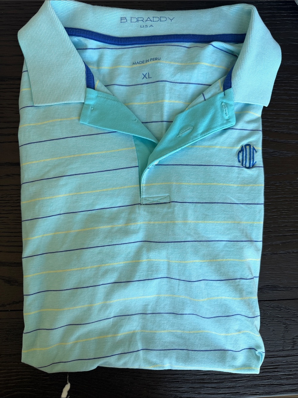 D. Draddy Mint Green Striped Polo Shirt - XL Mid Ocean Club Bermuda Golf